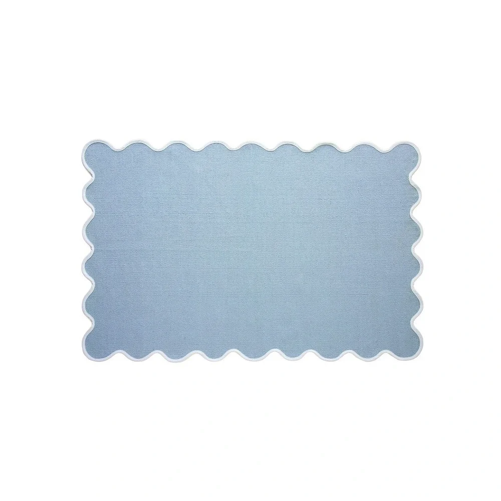 My Texas House Blue Scallop Indoor/Outdoor Layering Rug, 24x38